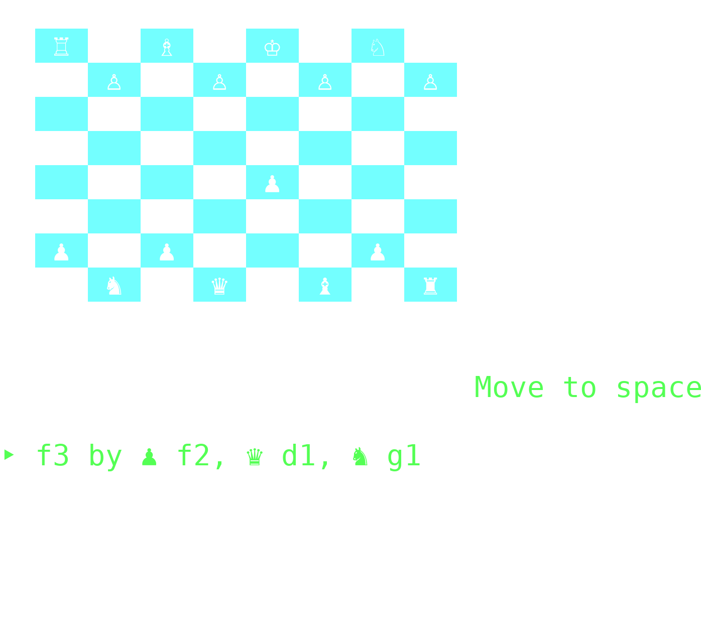 A game of chess on the terminal